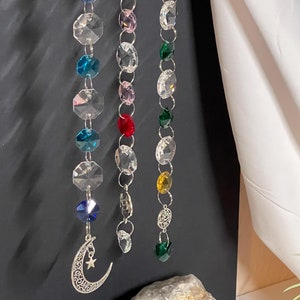 Crystal Suncatcher for Windows: Pink Heart, Blue Moon, Green/Gold