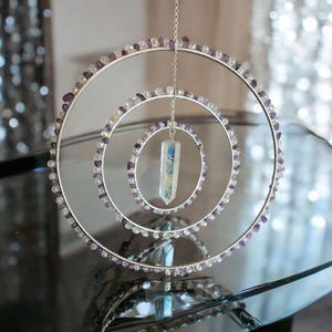 Amethyst and Quartz Crystal Suncatcher for window