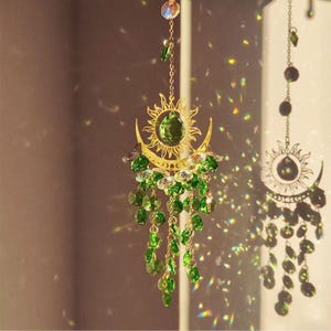 Suncatcher, Crystal Suncatcher, Amethyst Moon Light Catcher, Boho Decor, Housewarming Gift, Wall Hanging, Friendship Gift, Gift For Mother