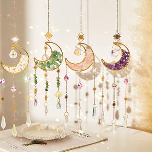 Moon Crystal Suncatcher: Rainbow Maker Wind Chime - Home Decor