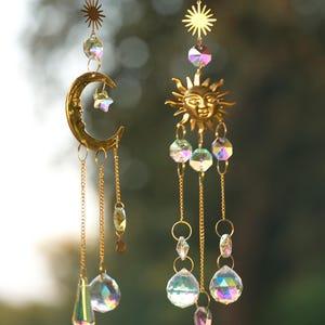 Sun and Moon Crystal Suncatcher: Rainbow Maker Window Hanging